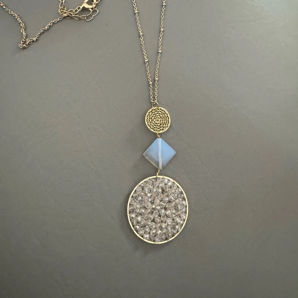 Panacea long crystal & stone necklace